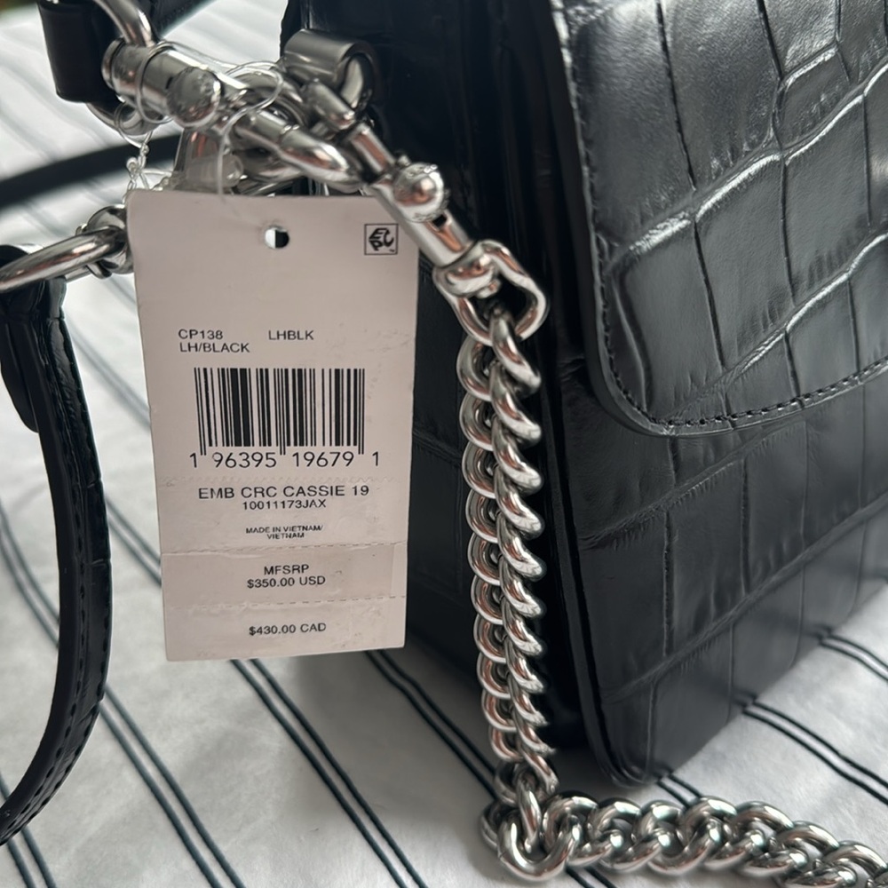 Coach Embossed Croc Leather Cassie Crossbody 19 Black with silver hardware NWT - Picture 11 of 17